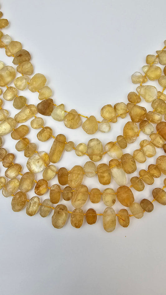Citrine Gemstone beads. Natural Citrine Rough Oval Drops Faceted with length 16" size 8x14-13x20mm