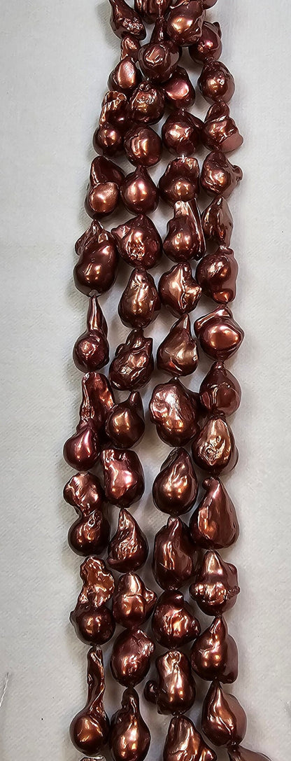 Freshwater Pearl. Natural Bronze Baroque Freshwater Pearl with length 16" size 16-36 mm
