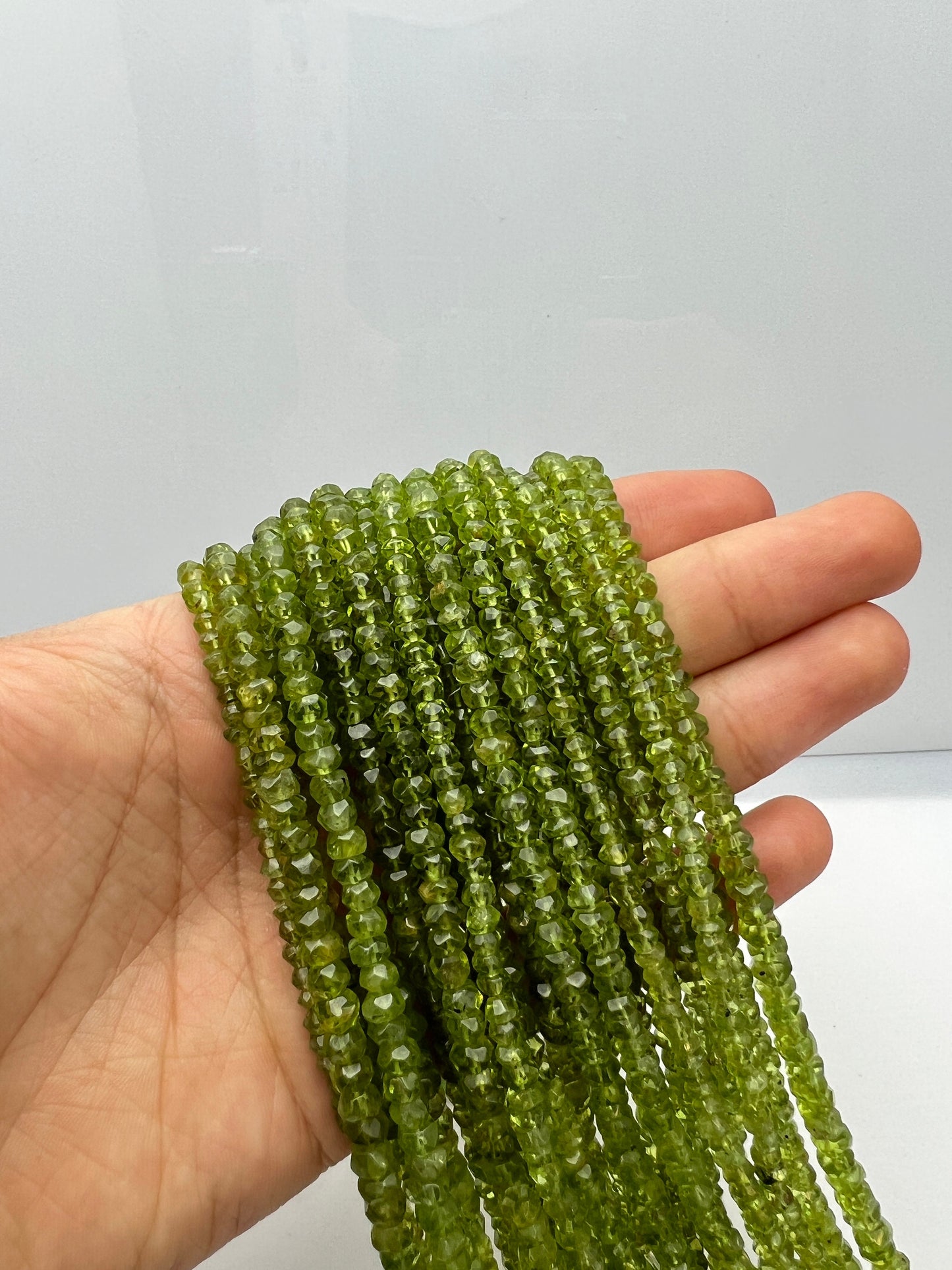 Peridot Gemstone Beads Rondelle Faceted