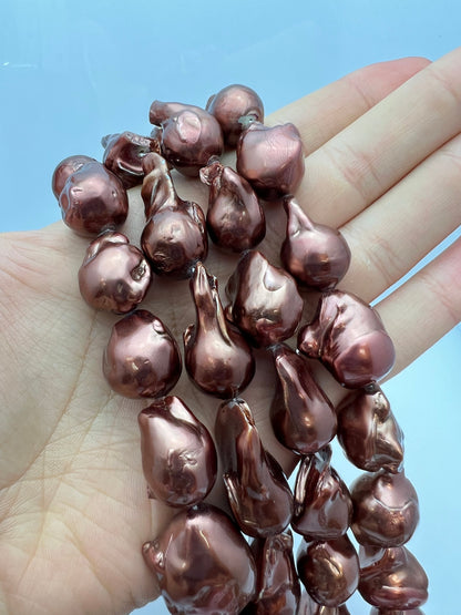 Freshwater Pearl. Natural Bronze Baroque Freshwater Pearl with length 16" size 16-36 mm