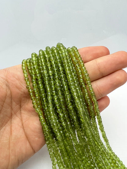 Peridot Gemstone Beads Rondelle Faceted