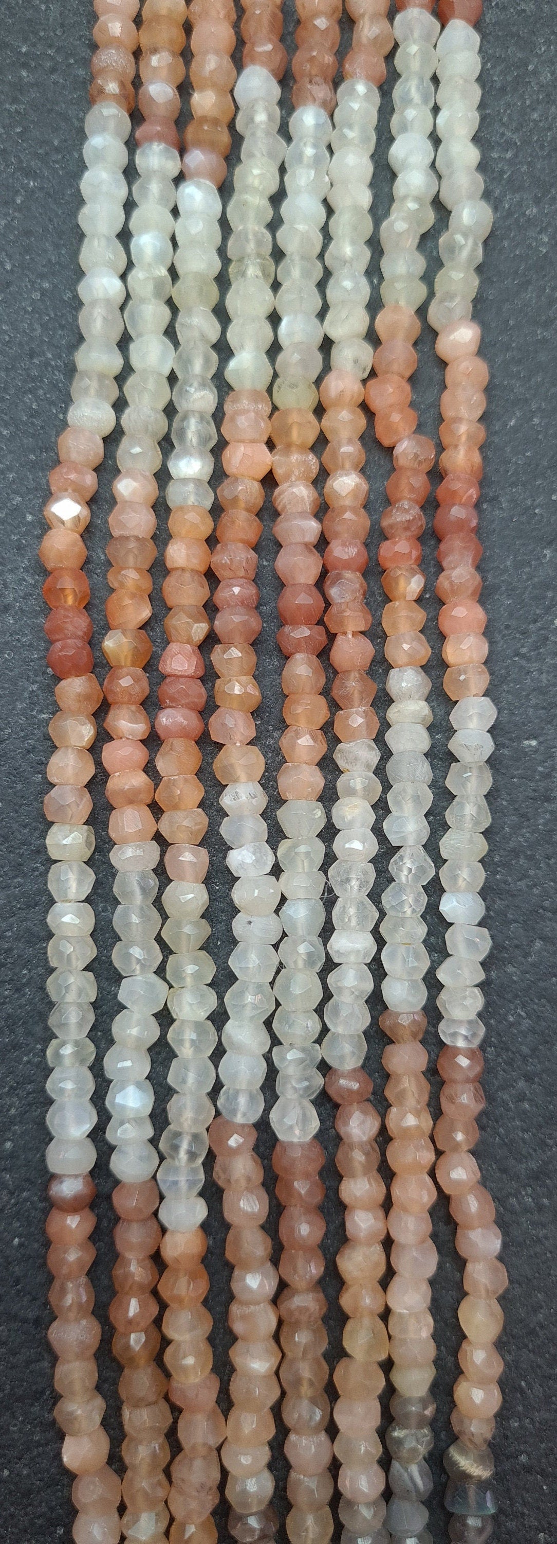 Moonstone Gemstone Beads. Natural Mix Rondelle Faceted Moonstone Gemstone with strand length 13" size 5mm