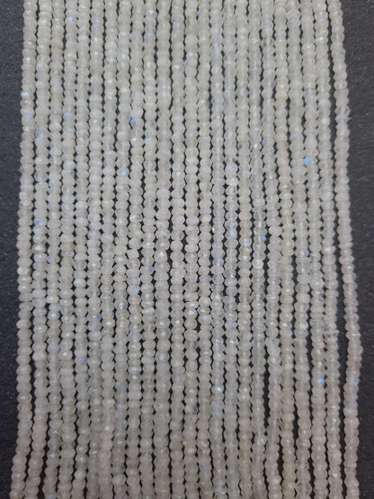 Moonstone Gemstone Beads. Natural Rondelle Faceted Moonstone Gemstone with strand length 13" size 3x4mm,2x4mm