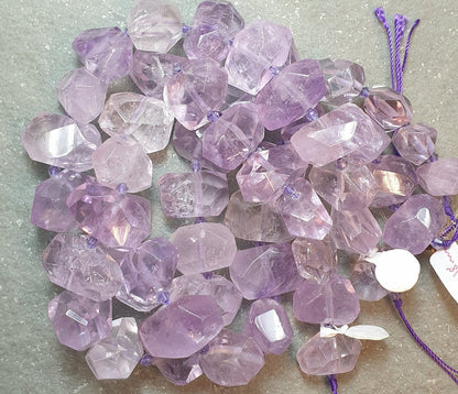Amethyst Gemstone Beads. Natural Nugget Faceted Amethyst Gemstone with strand length 15" size 24x18mm