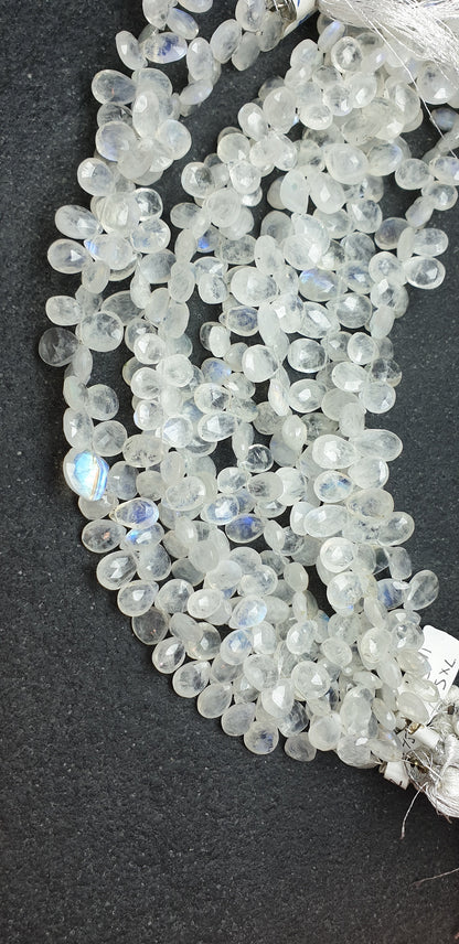 Moonstone Gemstone Beads. Natural Teardrop Faceted Moonstone Gemstone with strand length 8" size 7x5 - 14x9 mm