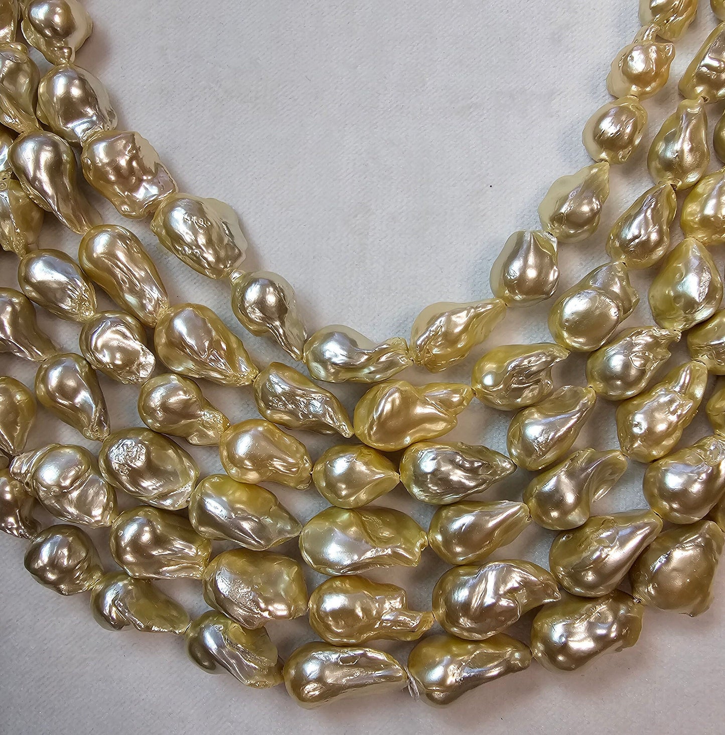 Natural Freshwater Gold Baroque Pearl Beads with length 16" size 16-30 mm