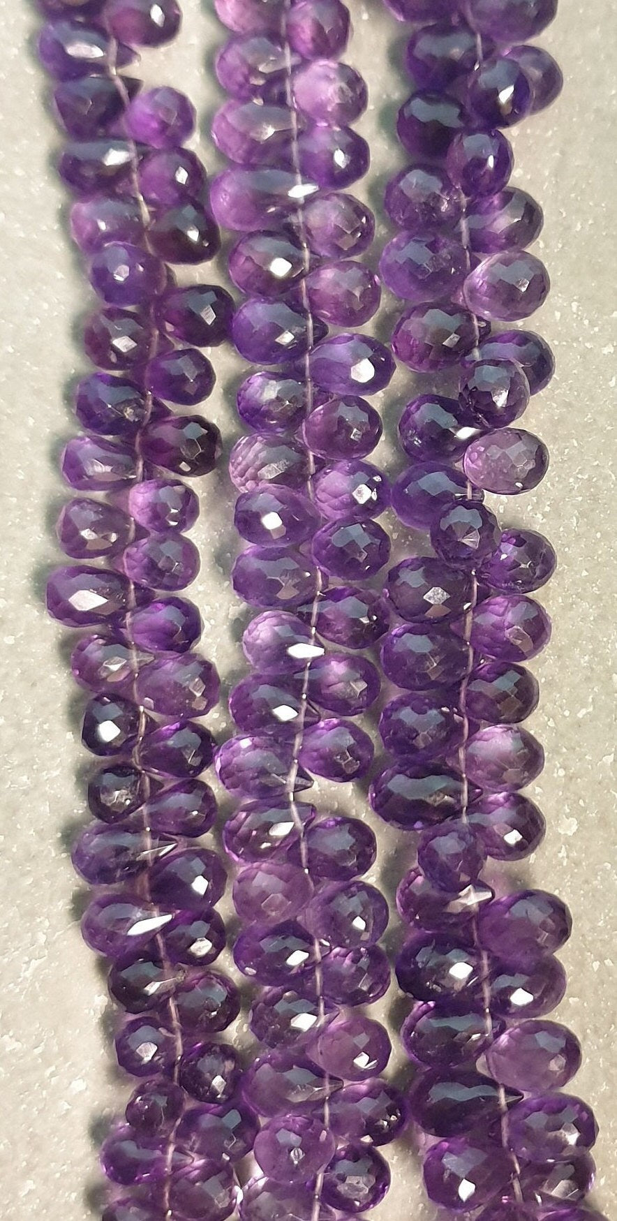 Amethyst Gemstone Beads. Natural Drop Faceted Amethyst Gemstone with strand length  9" size7x13mm