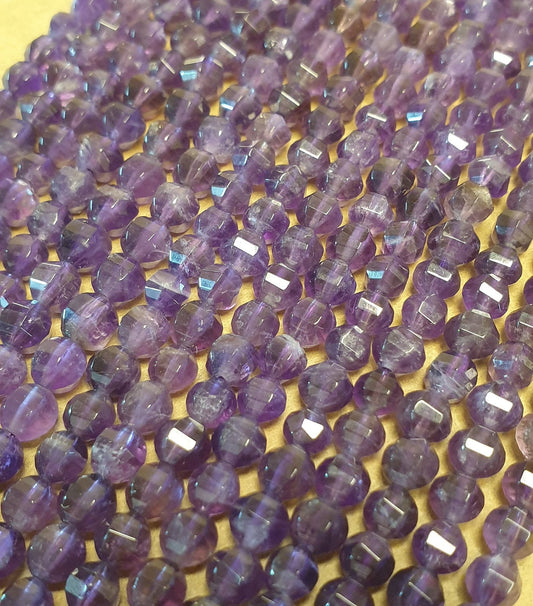 Amethyst Gemstone Beads. Natural fancy Round Faceted Amethyst Gemstone with strand length Approx 16" size 5mm, 6mm, 8mm