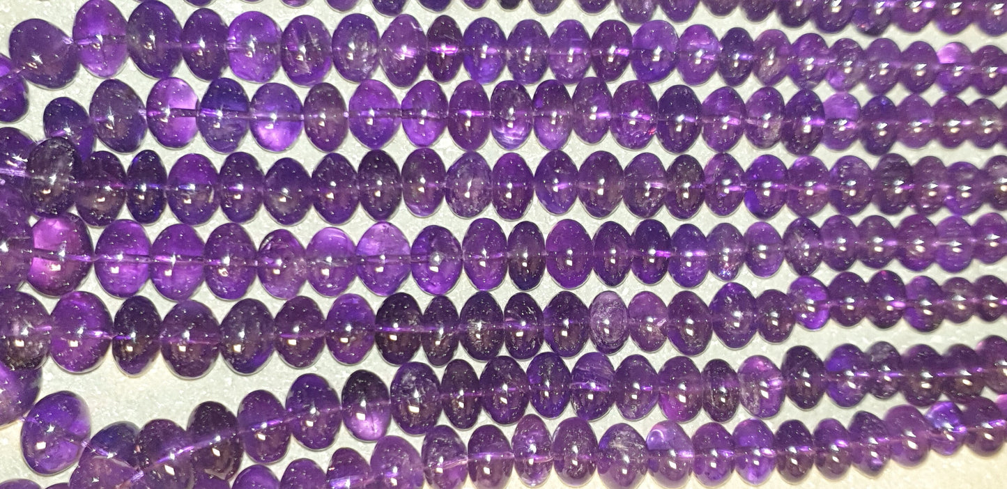 Amethyst Gemstone Beads. Natural Rondelle Amethyst Gemstone with strand length 16" size 6x4-13x8mm