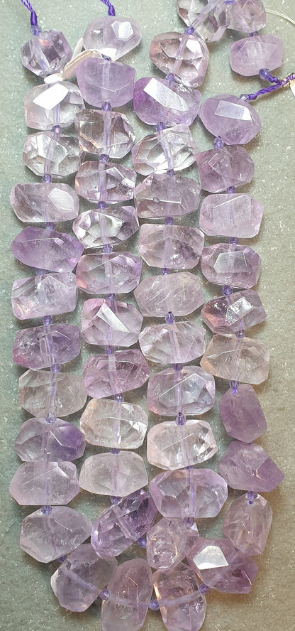 Amethyst Gemstone Beads. Natural Nugget Faceted Amethyst Gemstone with strand length 15" size 24x18mm