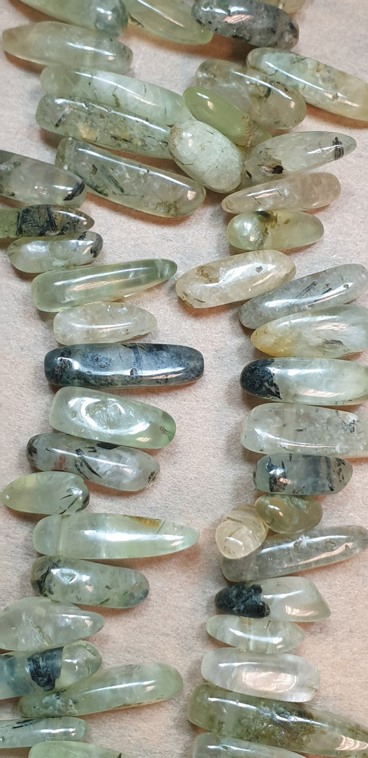 Prehnite Gemstone Beads. Natural Chips Prehnite Gemstone with strand length 16" size 12x4-20x6mm