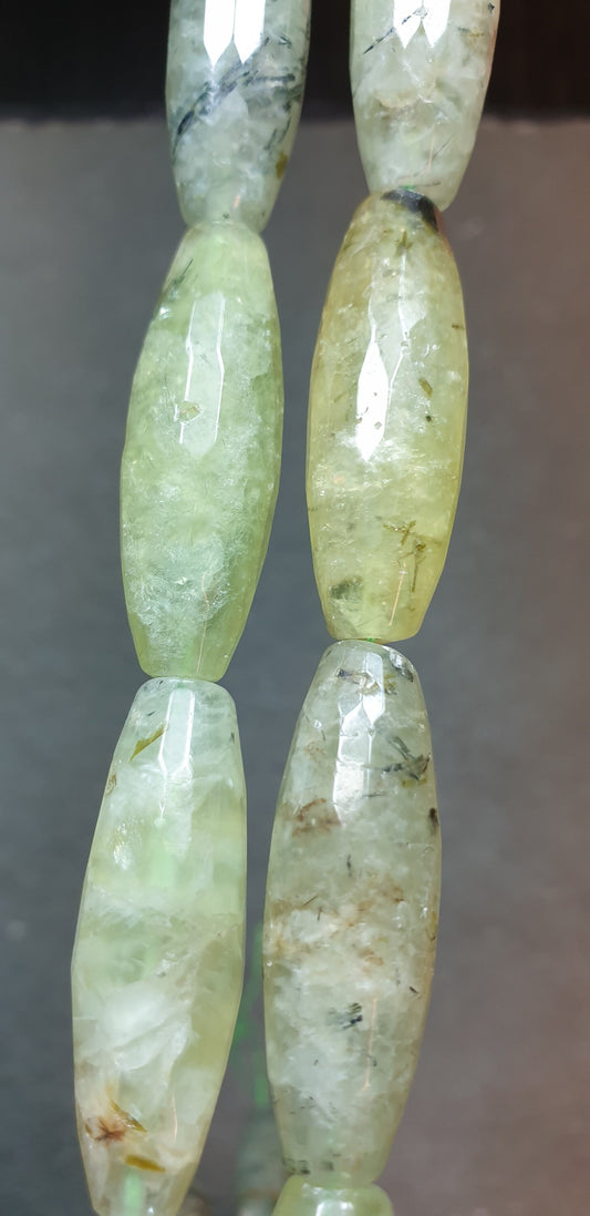 Prehnite  Natural Gemstone Beads Cone-cut  Faceted Prehnite Gemstone with strand length 15" size 35x12mm