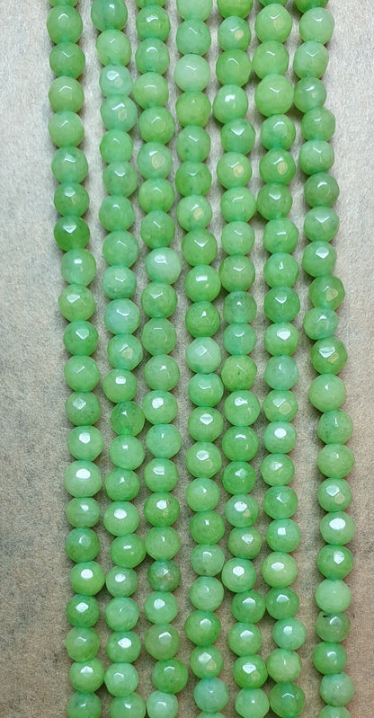 Green Jade Gemstone Beads. Natural Round Green Jade Gemstone with strand length approx 15" size 4mm